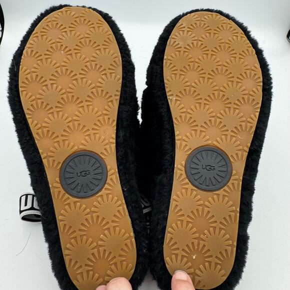 UGG Fluff Yeah Slide Black Sheepskin Slippers Women’s 9 Fuzzy Platform Sandals - Picture 10 of 10